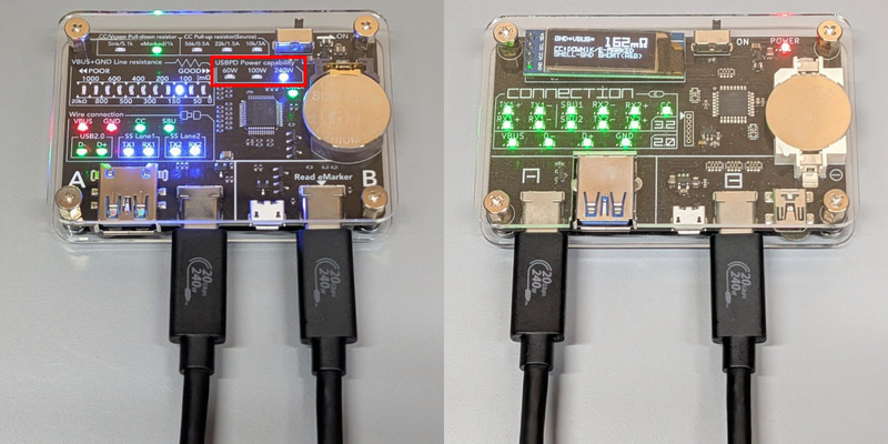 給電能力を表示する「60W/100W/240W」のLEDが新たに追加された