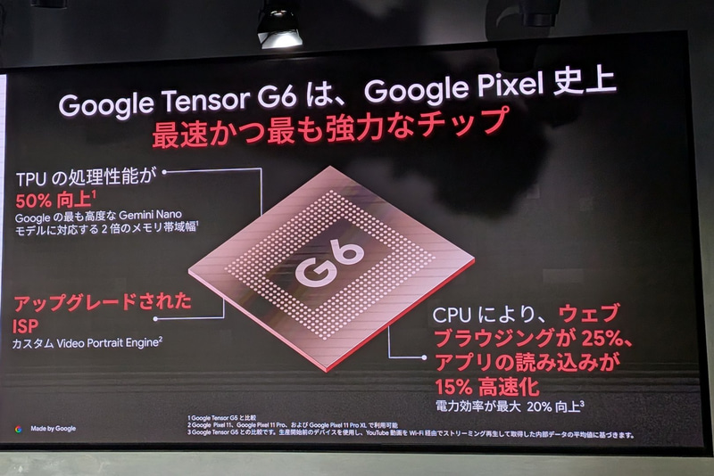 SoCはGoogleのTensor G6を採用
