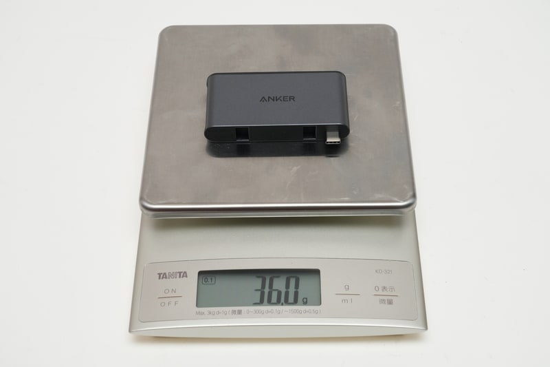 着脱式USB Type-Cハブの実測重量は36g