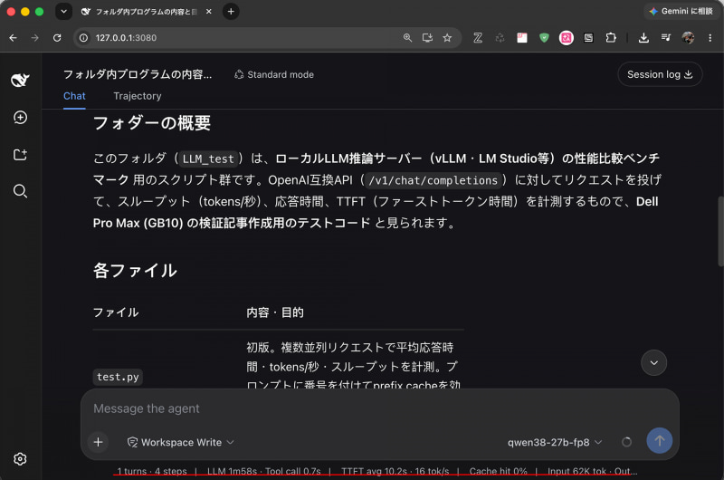 DeepSeek HarnessでQwen3.8-27Bが動作中。このフォルダにあるプログラムの内容と目的は？の答え