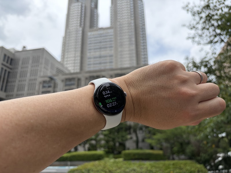 Pixel Watch 5はGoogleが持つ情報や技術でGPS精度を高める仕組みを搭載。ビルが多い場所などで高い精度を実現できることから、高層ビルが多い東京都庁付近で試してみた