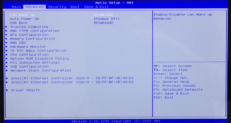 BIOS / Advanced