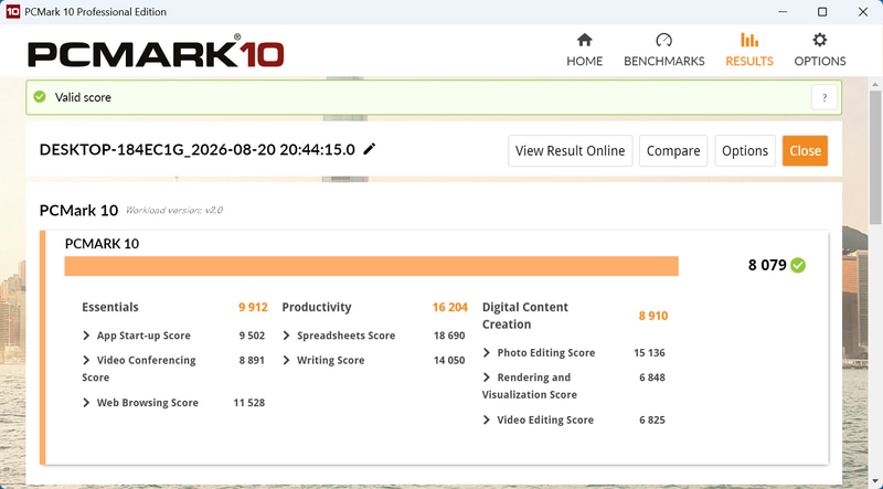PCMark 10の結果
