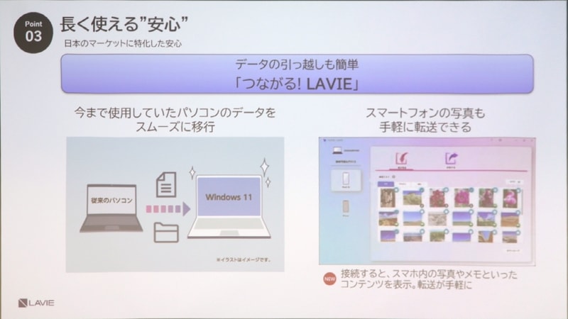 つながる！LAVIEではデータ移行やスマートフォンの写真転送がより簡単に
