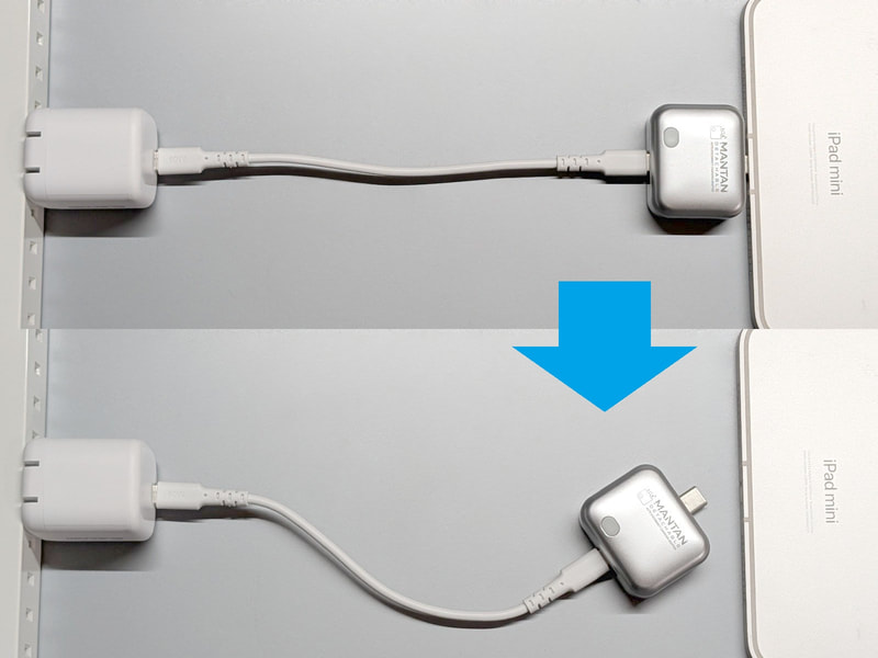 デバイス側に本製品を挿せば、イジェクトが実行されても本製品は充電器から電力が供給されているため、本製品の動作には支障はない。実際、このつなぎ方で問題なく動作する
