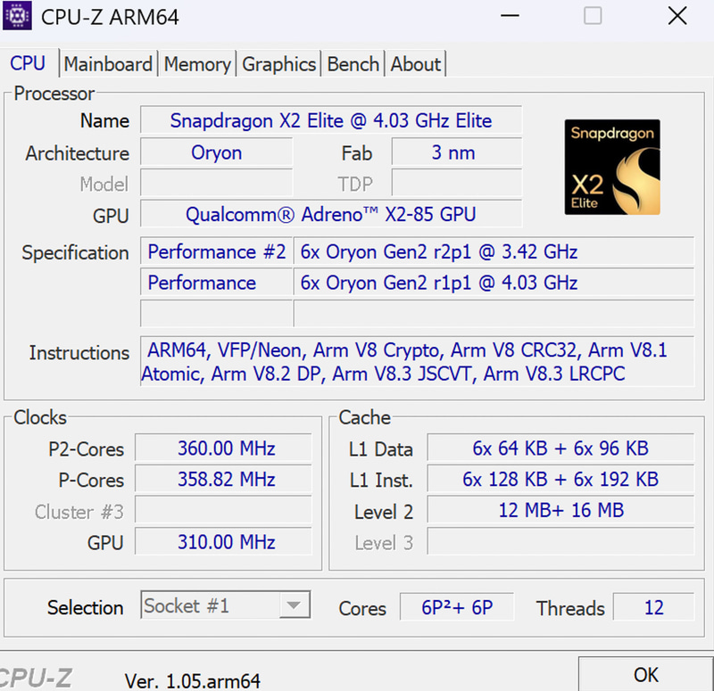 Surface ProのCPU-Zの表示
