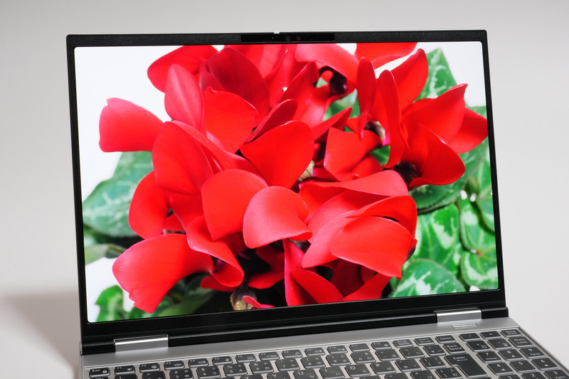 15.3型の有機ELディスプレイ(2,560×1,600ドット、165Hz、DCI-P3 100%、500ニト)を搭載