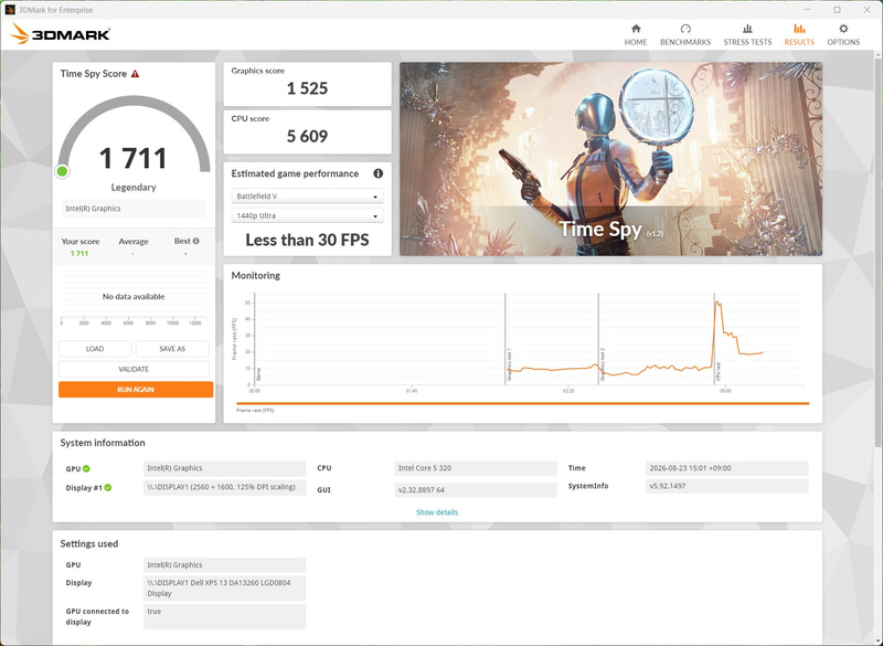 3DMark Time Spyの結果