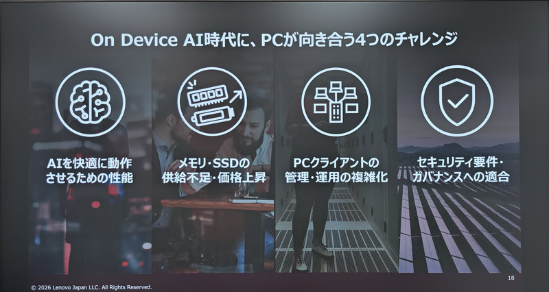 オンデバイスAI時代にPCが向き合う4つのチャレンジ