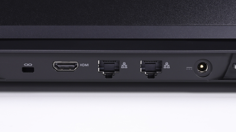 背面。セキュリティロックスロット、HDMI、2.5Gigabit Ethernet(有線LAN) 2基、電源入力