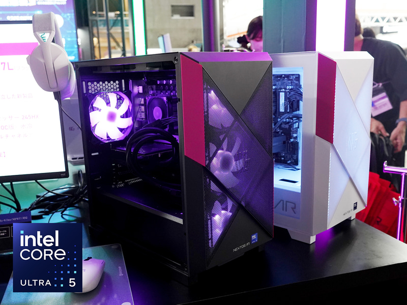 「<a href="https://www.mouse-jp.co.jp/store/g/gngear-jgi5g60bhbfdw101dec/?utm_source=pcwatch&utm_medium=content-text&utm_campaign=260925_tgs_mobile_cpu_pcw&utm_content=pr" class="n" target="_blank">NEXTGEARの新モデル</a>」が登場。あえてモバイル向けのIntel® Core™ Ultra 5 Processor 245HXを搭載した異色のゲーミングPCだ