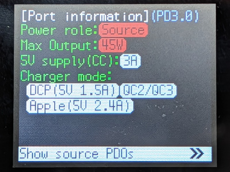 ポート情報をチェック。QC2/3のほかAppleの5V/2.4Aにも対応する