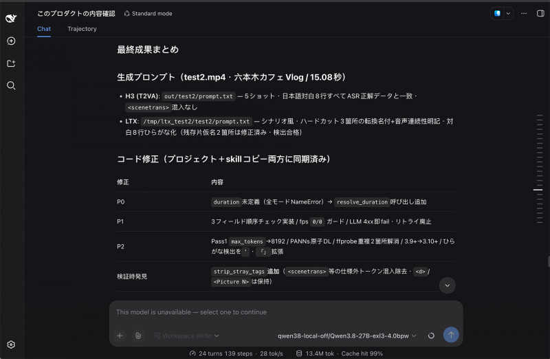 deepseek-harness+Qwen3.8-27Bでプログラムを作り解析結果表示