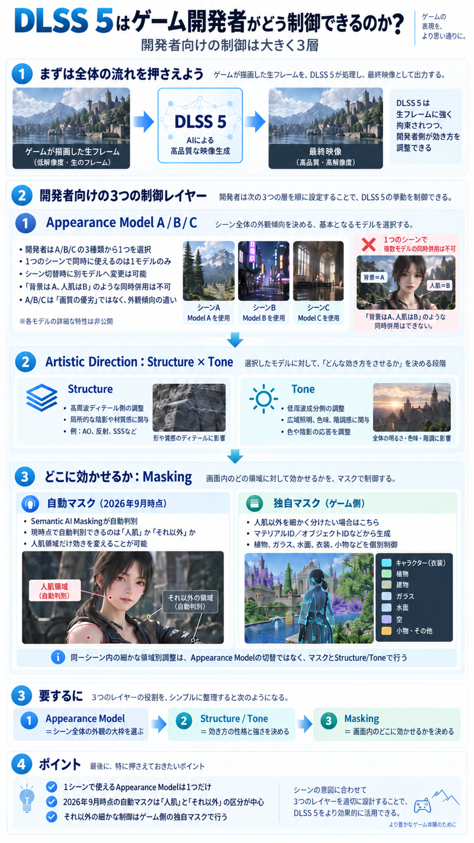 ゲーム開発者は、3つのレイヤーからDLSS 5の効き方を制御できる