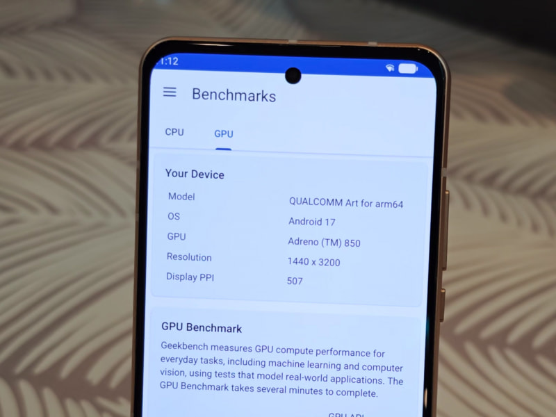 Geekbench 6.5のGPU詳細で「Adreno 850」であることを確認