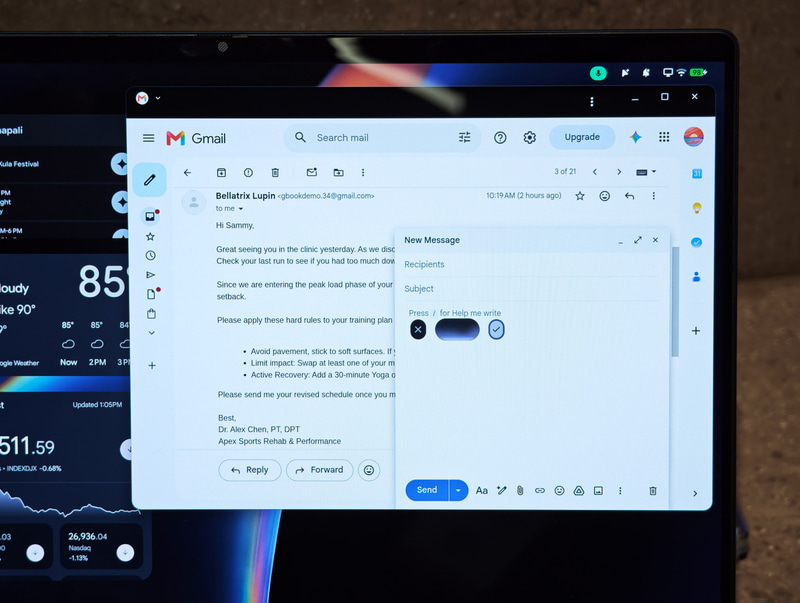 Gemini IntelligenceのローカルAI機能を利用してGmailに音声で入力