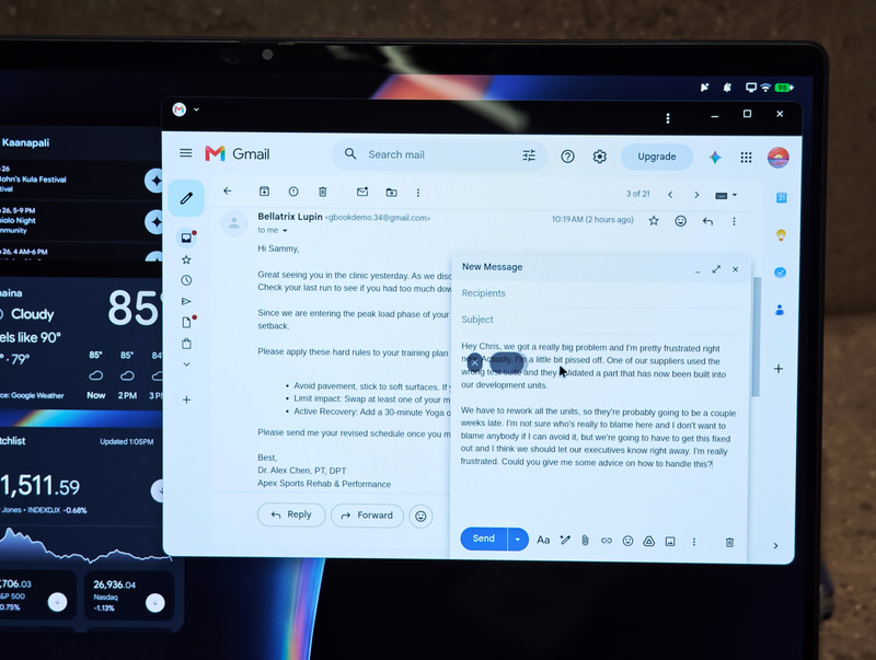Gemini IntelligenceのローカルAI機能を利用してGmailに音声で入力