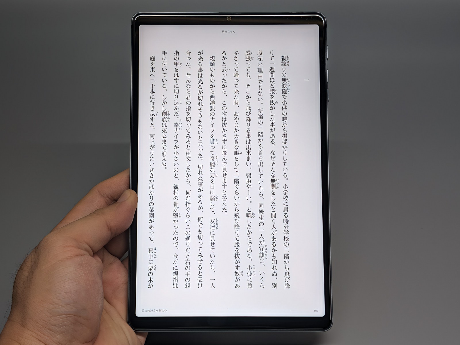 テキストを表示したところ。単行本と同等サイズで表示できる