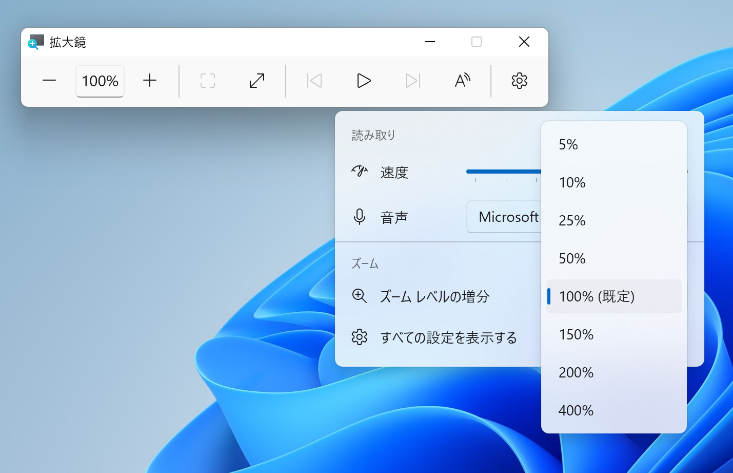 ズームの倍率やスクリーンリーダー機能を追加