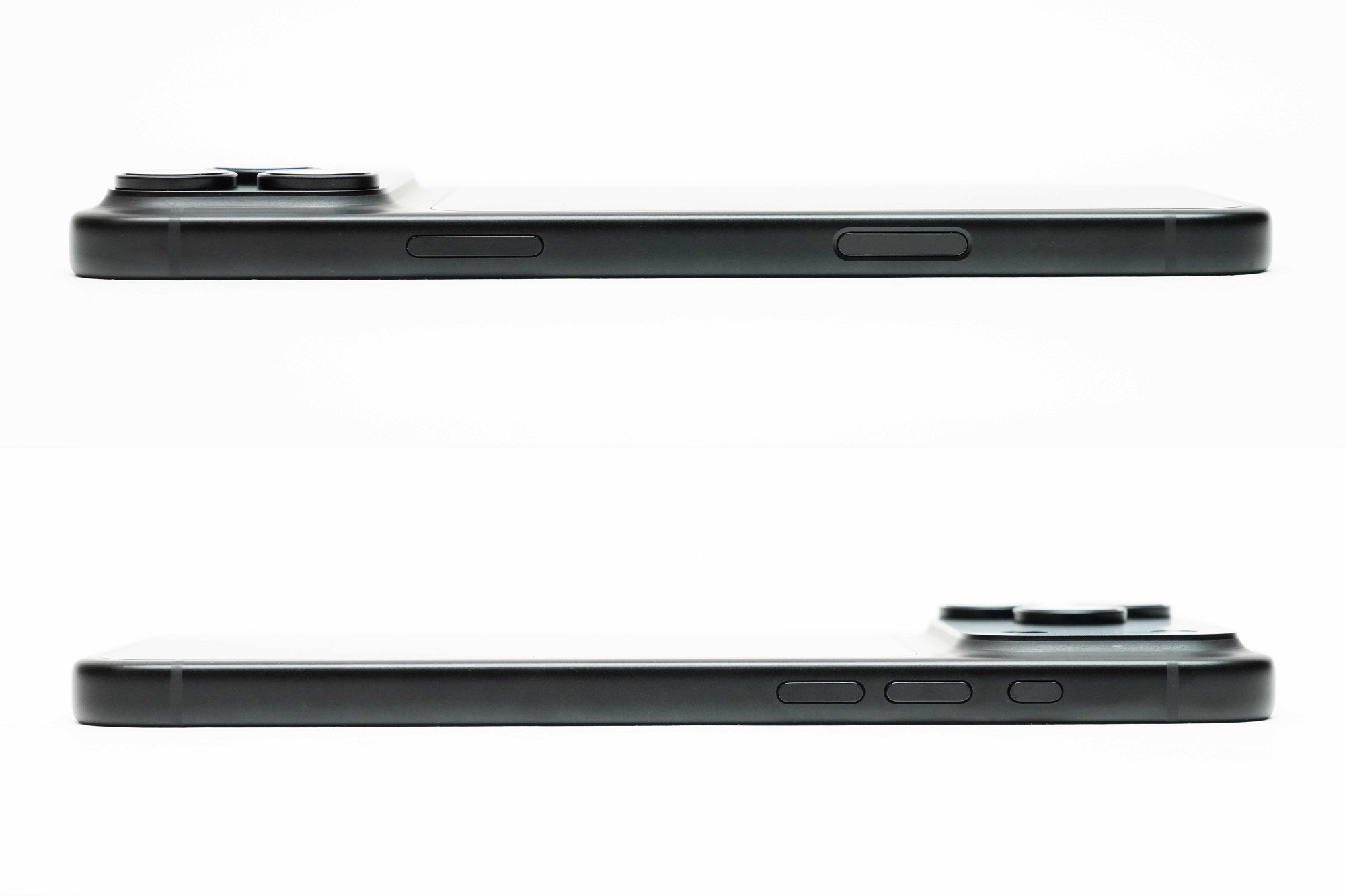 下面にはUSB-C、右側面にはサイドボタンとカメラコントロール、左側面にはアクションボタンと音量ボタンが配置されている