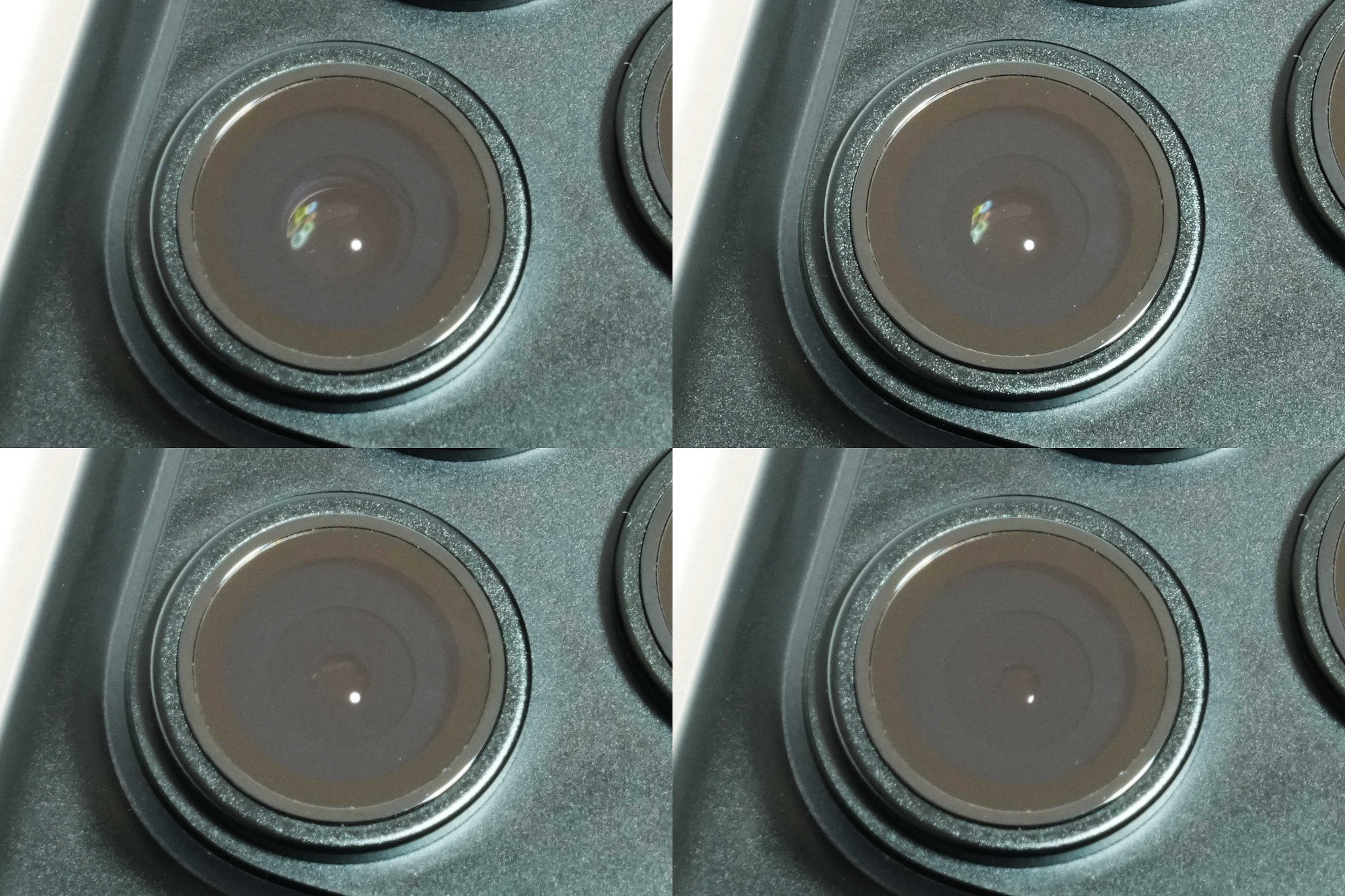 左上から順に、開放のF1.48、F1.8、F2.8、F4.0。ぱっと見では分かりにくいが、F値が大きくなるにつれて開口部が絞られているのを確認できる