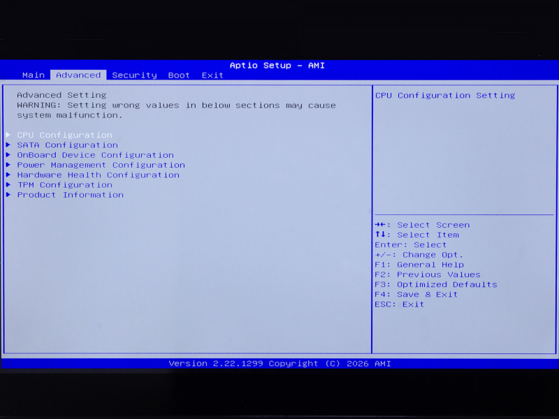 BIOS / Advanced