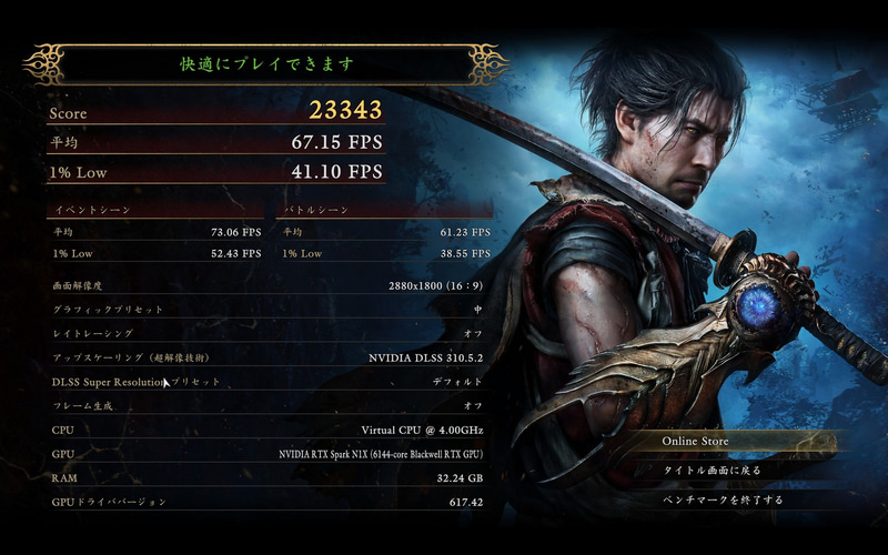 鬼武者 Way of the Swordのベンチ結果