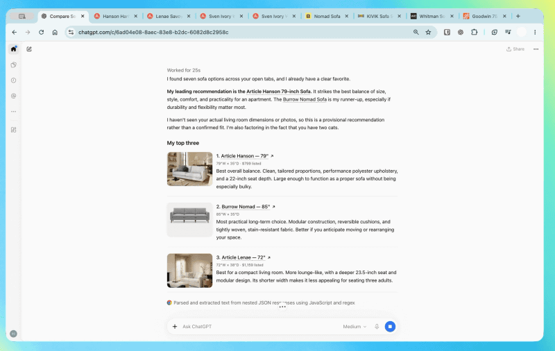 ChatGPTのChrome拡張更新により、複数のタブにまたがる情報参照やタブ操作などが行なえる