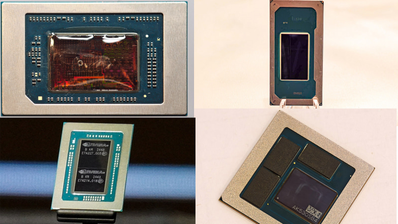 左上からAMD Ryzen AI 300/400、Core Ultraシリーズ3、NVIDIA RTX Spark、Qualcomm Snapdragon X2 Elite Extreme