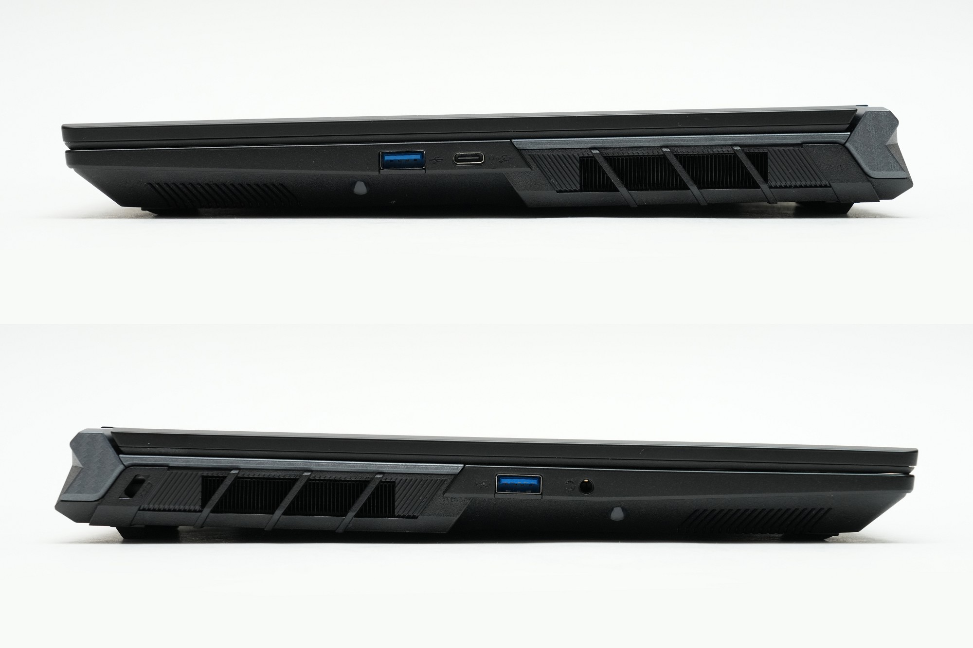 右側面にUSB 3.2 Gen 2、USB 3.2 Gen 2 Type-C、左側面にUSB 3.2 Gen 1、3.5mmコンボジャックを配置