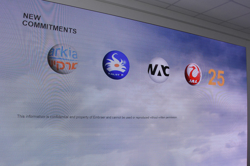 ファンボロー国際航空ショー2016での契約状況。JALは従来型ではあるがE170のオプション1機を、E190に切り替えて正式発注