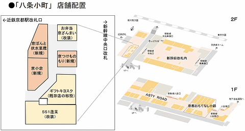 JR東海、東海道新幹線 京都駅の改札前に商業施設「八条小町」を9月16日 