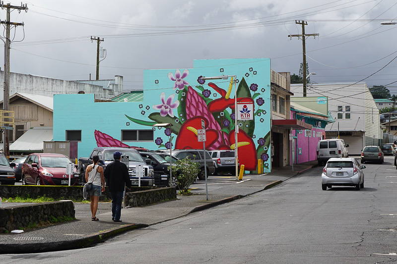 ダウンタウンのところどころにアーティストが描いたウォールアートを見かけた