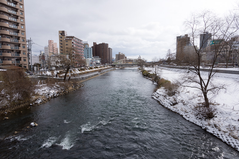 ホテルメトロポリタン盛岡 NEW WINGのすぐそばを流れる北上川。奥に見えるのが有名な開運橋