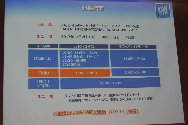 ジャパンインターナショナルボートショー2017の開催概要と開催時間