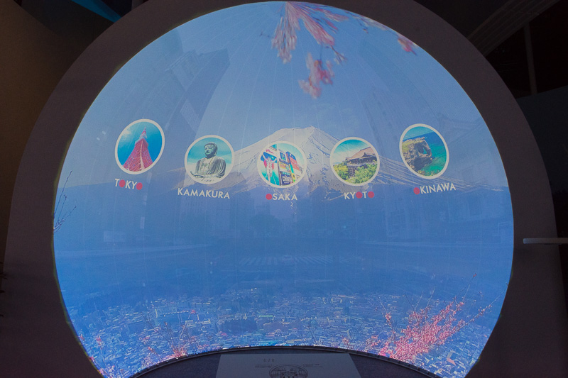 4K360度カメラで撮影した観光地などの景色をドーム型スクリーンに投影して臨場感の高い映像を表示する「AcroSignライブサイトソリューション」