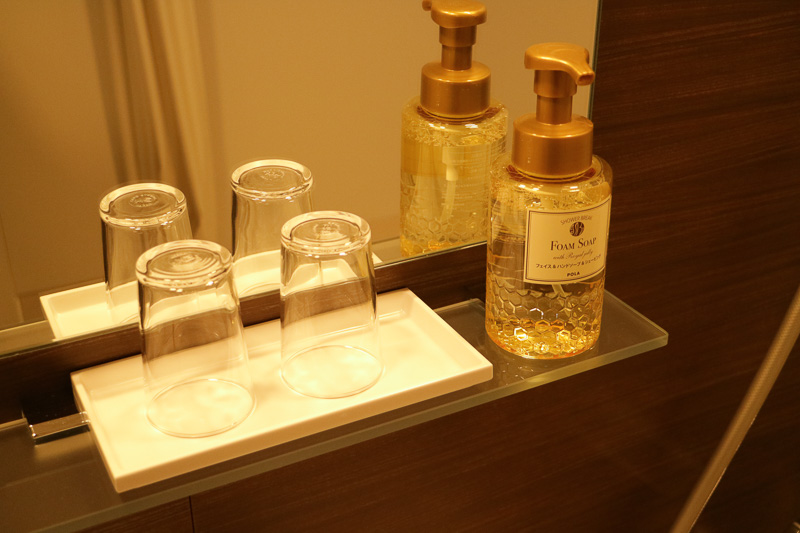 ハンドソープ、シャンプー、コンディショナー、ボディソープなどが用意されている