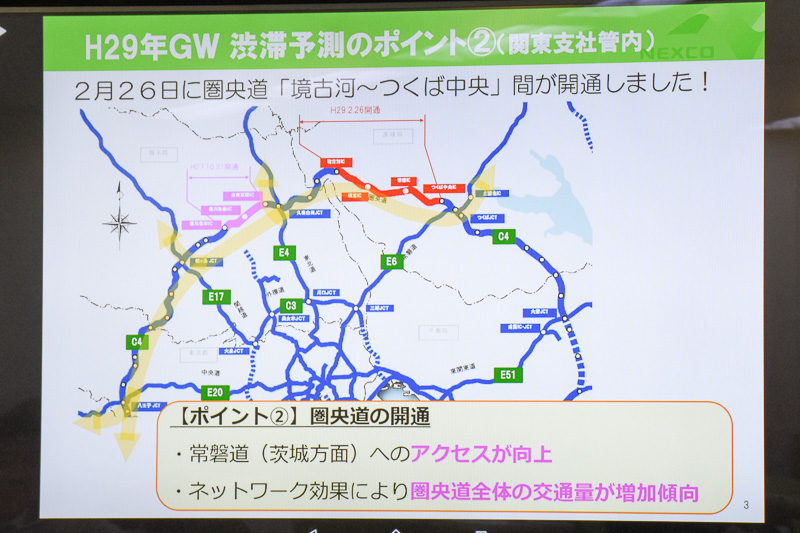 2月26日の圏央道（首都圏中央連絡自動車道） 堺古河IC～つくば中央ICの開通で常磐自動車道へのアクセスが向上（＝渋滞が発生）