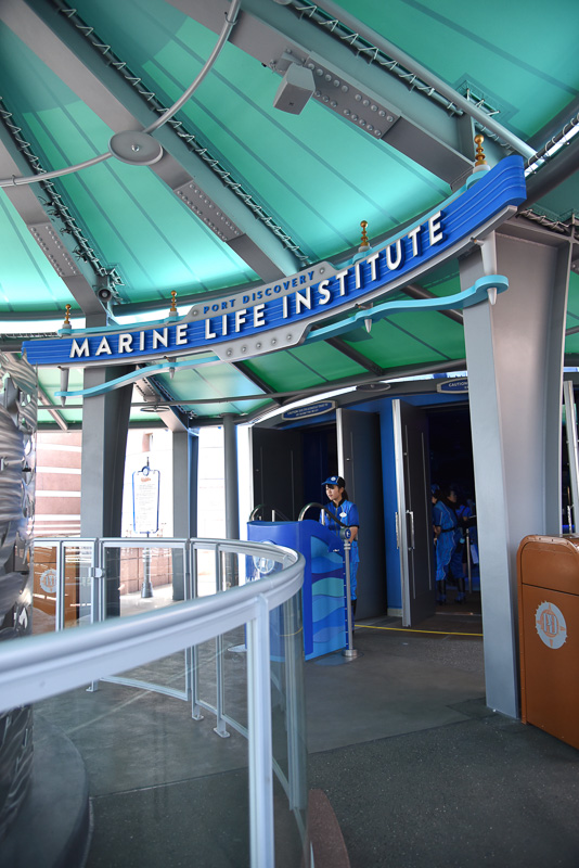 魚たちが泳ぐ姿のオブジェも入口手前にデコレーション。よく見るとおなじみのキャラクターたちのシルエットも!?