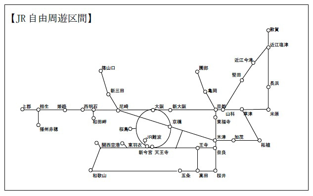 京阪神エリアのJR自由周遊区間と大阪水上バス