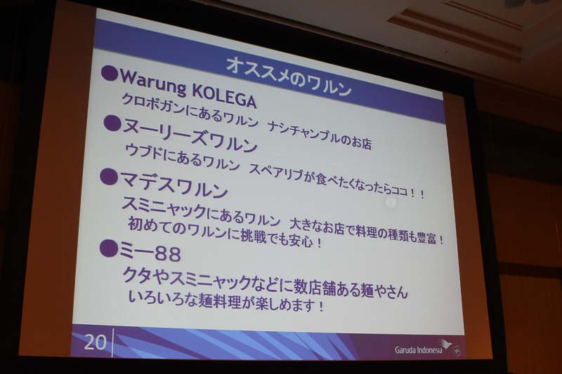 中務氏お勧めのワルン（簡易食堂）が紹介された