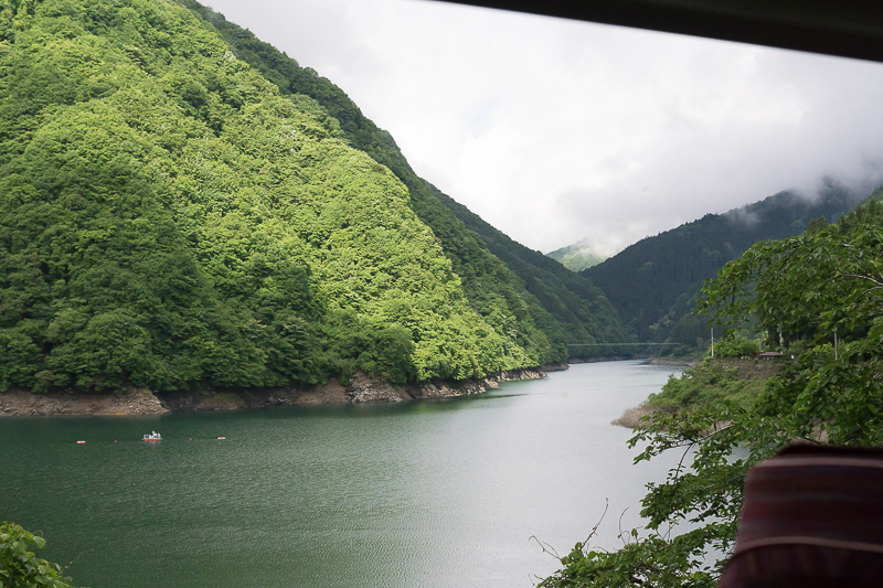 帰りの山道でわずかに日の光が差す。もう少し早く晴れてくれれば……