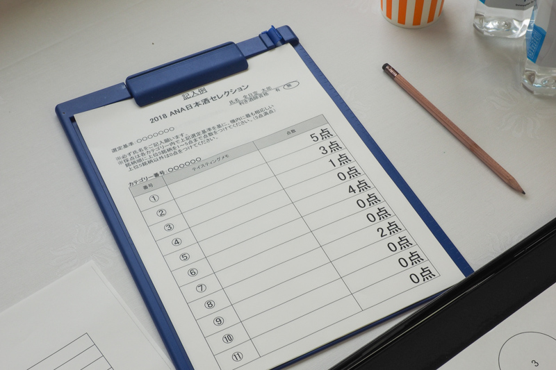 選定会の採点用紙の見本。上位5銘柄に5～1点の点数を付けるほか、コメントを記載する