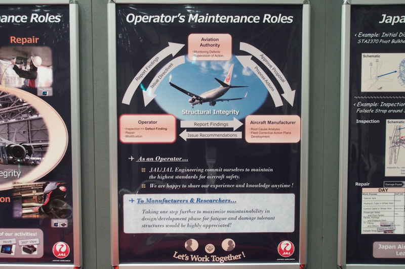 JALはパネルや、交換したパーツを展示