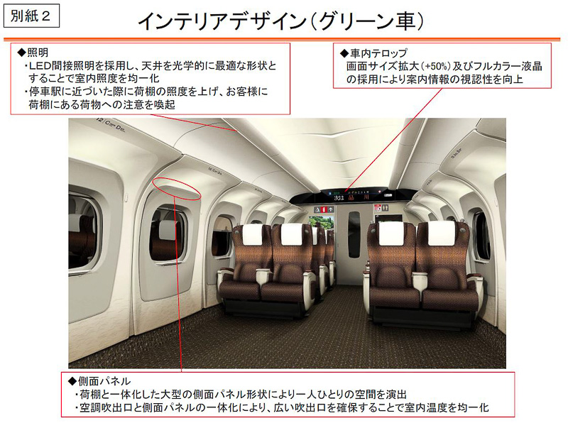 「N700S」のグリーン車の客室デザイン
