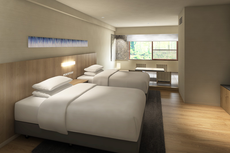 富士マリオットホテル山中湖の「和洋室 ツイン」（画像提供：森トラスト・ホテルズ＆リゾーツ）