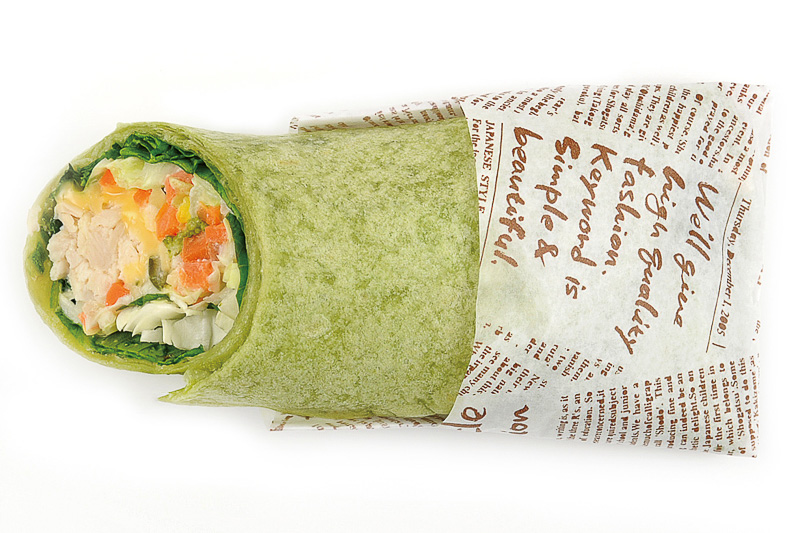 「10種野菜と蒸し鶏のシーザーサラダトルティーヤ」（298円）