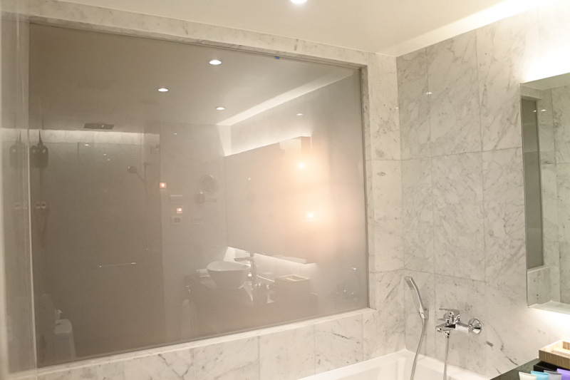 ガラスはサイドのボタンでスモーク化できる