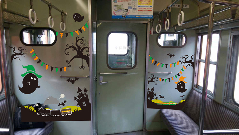 ハロウィン仕様の車内ラッピング（イメージ）