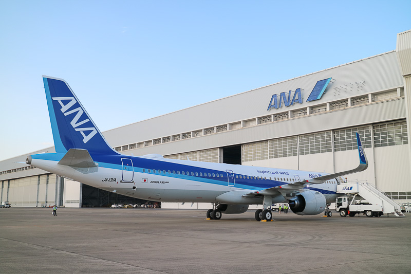 エアバス A321neo型機を後方から見たところ